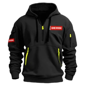 Derbi Motorcycles Exclusive Logo Hoodie Half Zipper Motorcycles Fans Loves QTMT191224A1DER - Black