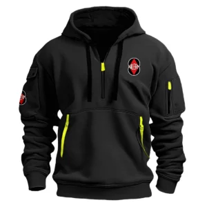 Gilera Motorcycles Exclusive Logo Hoodie Half Zipper Motorcycles Fans Loves QTMT191224A1GIL - Black