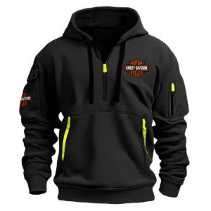 Harley-Davidson Exclusive Logo Hoodie Half Zipper Motorcycles Fans Loves QTMT191224A1HD - Black