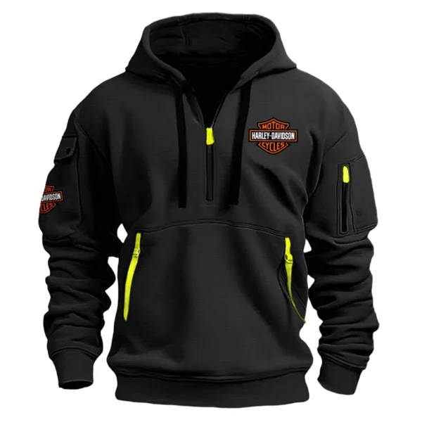 Harley-Davidson Exclusive Logo Hoodie Half Zipper Motorcycles Fans Loves QTMT191224A1HD - Black