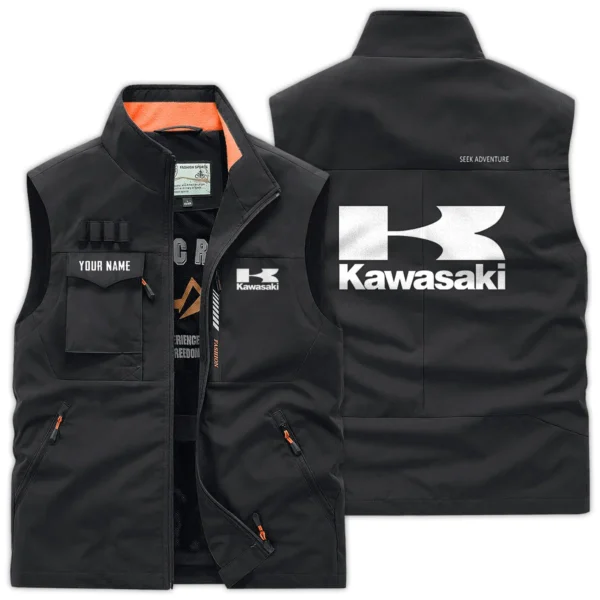 Kawasaki Exclusive Logo Outdoor Vest Motorcycles QTMTS261224A01KAW - Black