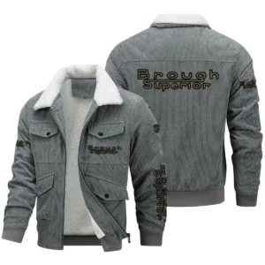 Brough Superior Exclusive LogoThickened Corduroy Jacket Motorcycles QTMT191224A5BRO - Gray