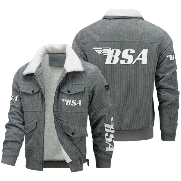 BSA Motorcycles Exclusive LogoThickened Corduroy Jacket Motorcycles QTMT191224A5BSA - Gray