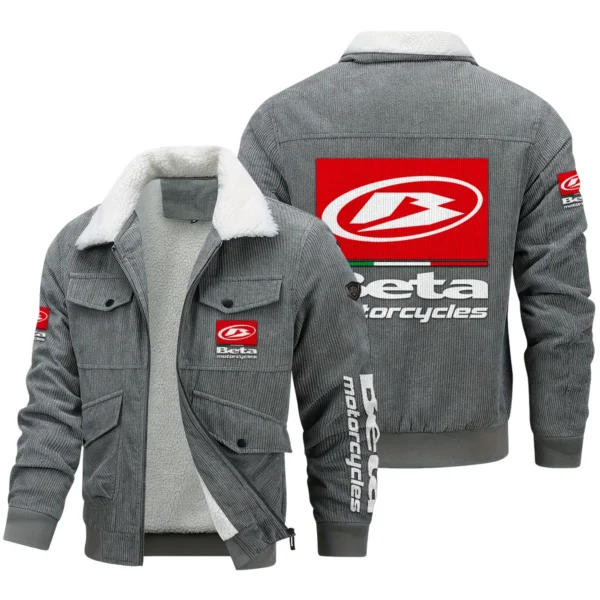 Beta Motorcycles Exclusive LogoThickened Corduroy Jacket Motorcycles QTMT191224A5BTA - Gray