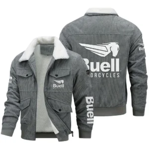 Buell Motorcycles Exclusive LogoThickened Corduroy Jacket Motorcycles QTMT191224A5BUE - Gray