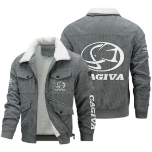 Cagiva Exclusive LogoThickened Corduroy Jacket Motorcycles QTMT191224A5CAG - Gray