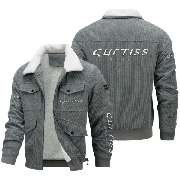 Curtiss Motorcycles Exclusive LogoThickened Corduroy Jacket Motorcycles QTMT191224A5CUR - Gray