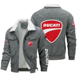 Ducati Exclusive LogoThickened Corduroy Jacket Motorcycles QTMT191224A5DUC - Gray