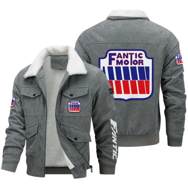 Fantic Motorcycles Exclusive LogoThickened Corduroy Jacket Motorcycles QTMT191224A5FAN - Gray