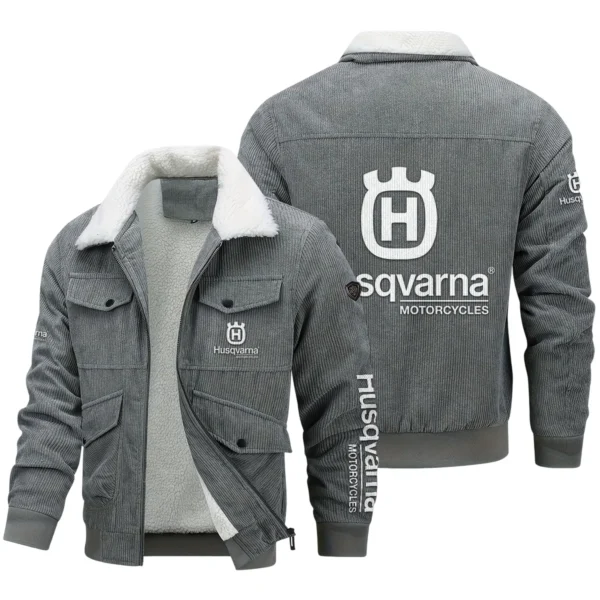 Husqvarna Motorcycles Exclusive LogoThickened Corduroy Jacket Motorcycles QTMT191224A5HUS - Gray