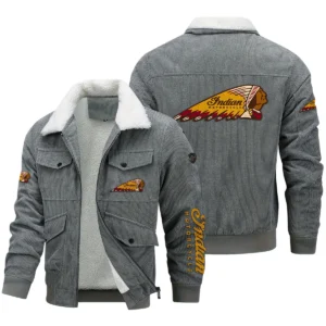 Indian Motorcycles Exclusive LogoThickened Corduroy Jacket Motorcycles QTMT191224A5IND - Gray