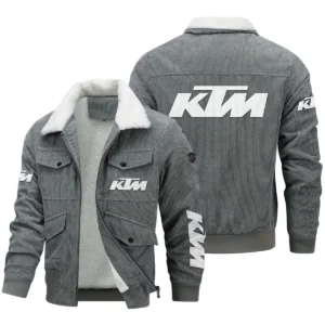 KTM Exclusive LogoThickened Corduroy Jacket Motorcycles QTMT191224A5KTM - Gray