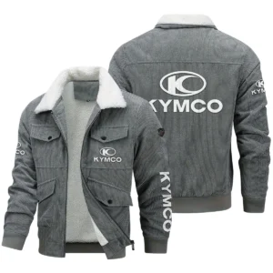 Kymco Motorcycles Exclusive LogoThickened Corduroy Jacket Motorcycles QTMT191224A5KYM - Gray