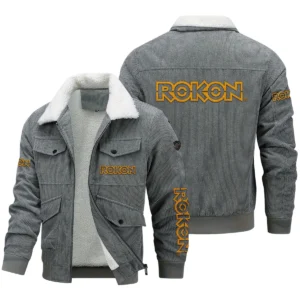 Rokon Exclusive LogoThickened Corduroy Jacket Motorcycles QTMT191224A5ROK - Gray