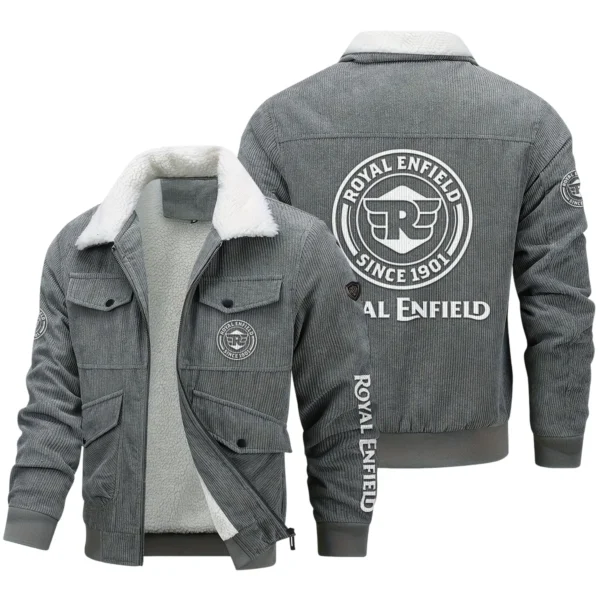 Royal Enfield Exclusive LogoThickened Corduroy Jacket Motorcycles QTMT191224A5ROY - Gray