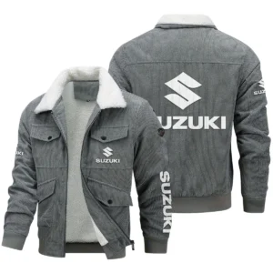 Suzuki Exclusive LogoThickened Corduroy Jacket Motorcycles QTMT191224A5SUZ - Gray