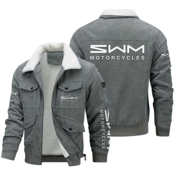 SWM Motorcycles Exclusive LogoThickened Corduroy Jacket Motorcycles QTMT191224A5SWM - Gray