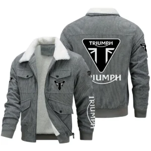 Triumph Motorcycles Exclusive LogoThickened Corduroy Jacket Motorcycles QTMT191224A5TRI - Gray