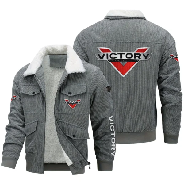 Victory Motorcycles Exclusive LogoThickened Corduroy Jacket Motorcycles QTMT191224A5VIC - Gray