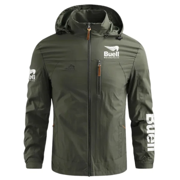 Buell Motorcycles Exclusive Logo Waterproof Outdoor Jacket Motorcycles QTMT191224A2BUE - Army Green