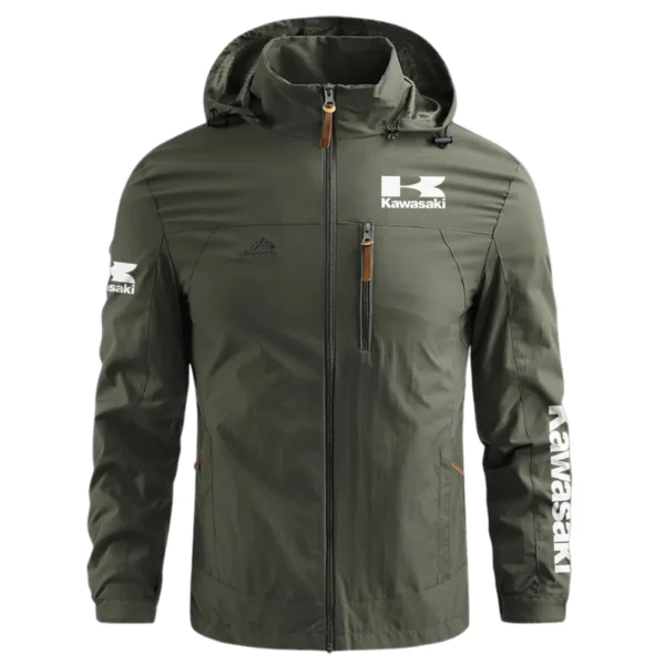 Kawasaki Exclusive Logo Waterproof Outdoor Jacket Motorcycles QTMT191224A2KAW - Army Green