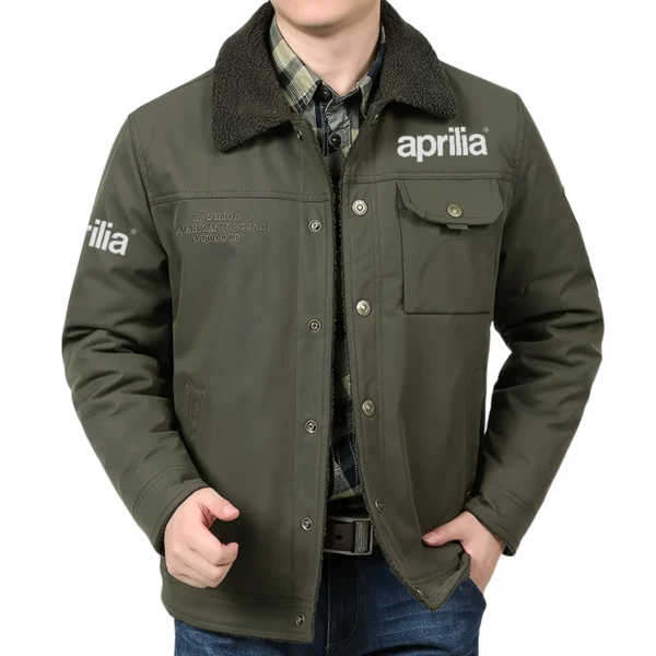 Aprilia Exclusive Logo Velvet Coat Motorcycles QTMT191224A4AM - Army Green