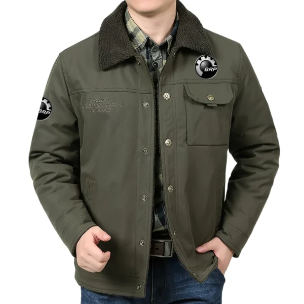 BRP Can-am Exclusive Logo Velvet Coat Motorcycles QTMT191224A4CAN - Army Green