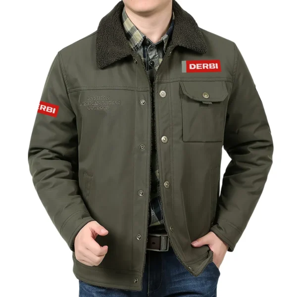 Derbi Motorcycles Exclusive Logo Velvet Coat Motorcycles QTMT191224A4DER - Army Green