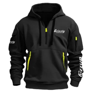 Grizzly Industrial Carpenter Exclusive Logo Fashion Hoodie Half Zipper BLC110A3HHZ - Black