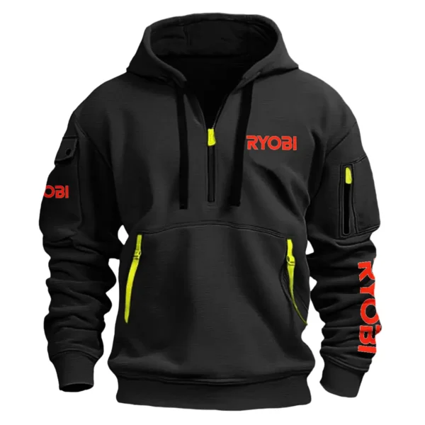 Ryobi Carpenter Exclusive Logo Fashion Hoodie Half Zipper BLC110A10HHZ - Black