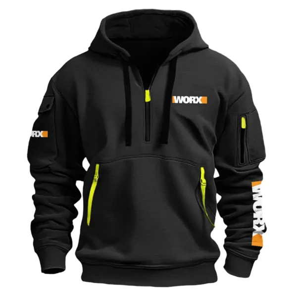 Worx Carpenter Exclusive Logo Fashion Hoodie Half Zipper BLC110A21HHZ - Black