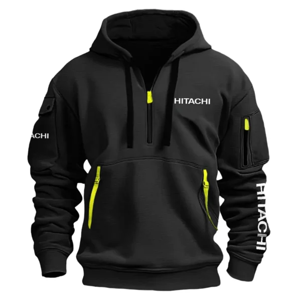 Hitachi Construction			 Exclusive Logo Fashion Hoodie Half Zipper BLCW309A3HHZ - Black