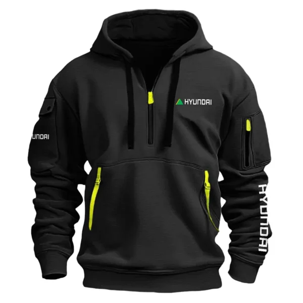 Hyundai Construction			 Exclusive Logo Fashion Hoodie Half Zipper BLCW309A8HHZ - Black