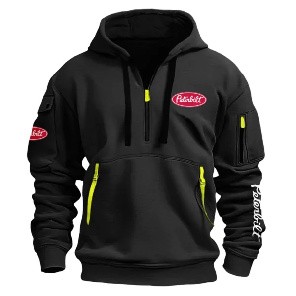 Peterbilt Construction			 Exclusive Logo Fashion Hoodie Half Zipper BLCW309A11HHZ - Black