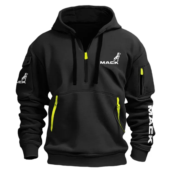 Mack Trucks Construction			 Exclusive Logo Fashion Hoodie Half Zipper BLCW309A12HHZ - Black