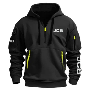 JCB Farmer Exclusive Logo Fashion Hoodie Half Zipper BLF8424A8HHZ - Black