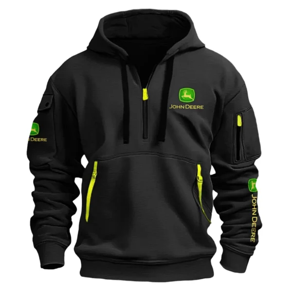 John Deere Farmer Exclusive Logo Fashion Hoodie Half Zipper BLF8424A24HHZ - Black