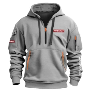 Woodpeckers Carpenter Exclusive Logo Fashion Hoodie Half Zipper BLC110A2HHZ - Gray