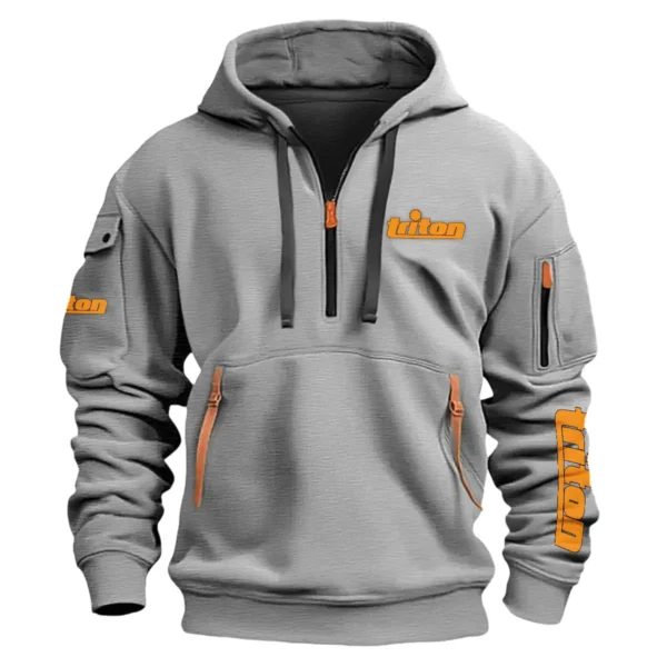 Triton Tools Carpenter Exclusive Logo Fashion Hoodie Half Zipper BLC110A8HHZ - Gray