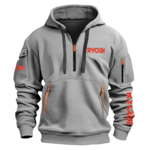 Ryobi Carpenter Exclusive Logo Fashion Hoodie Half Zipper BLC110A10HHZ - Gray