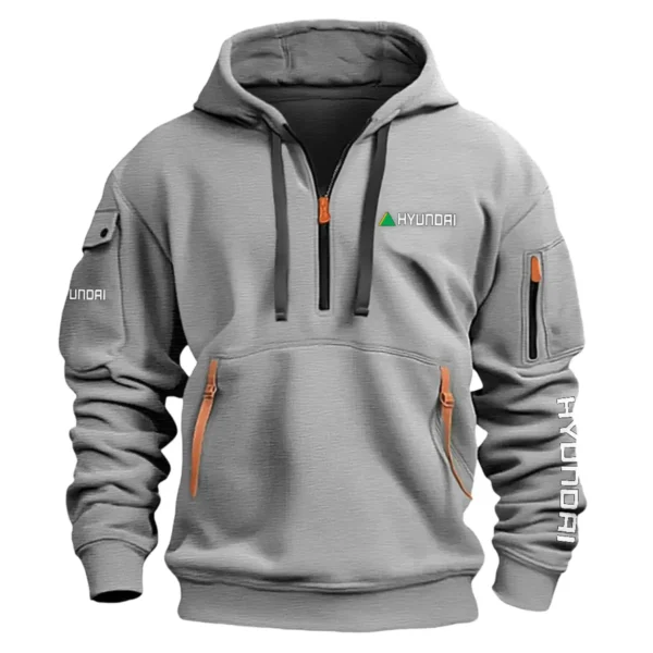 Hyundai Construction			 Exclusive Logo Fashion Hoodie Half Zipper BLCW309A8HHZ - Gray