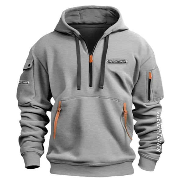 Freightliner Construction			 Exclusive Logo Fashion Hoodie Half Zipper BLCW309A14HHZ - Gray