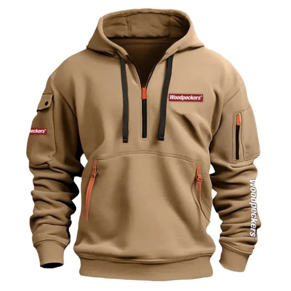 Woodpeckers Carpenter Exclusive Logo Fashion Hoodie Half Zipper BLC110A2HHZ - Khaki