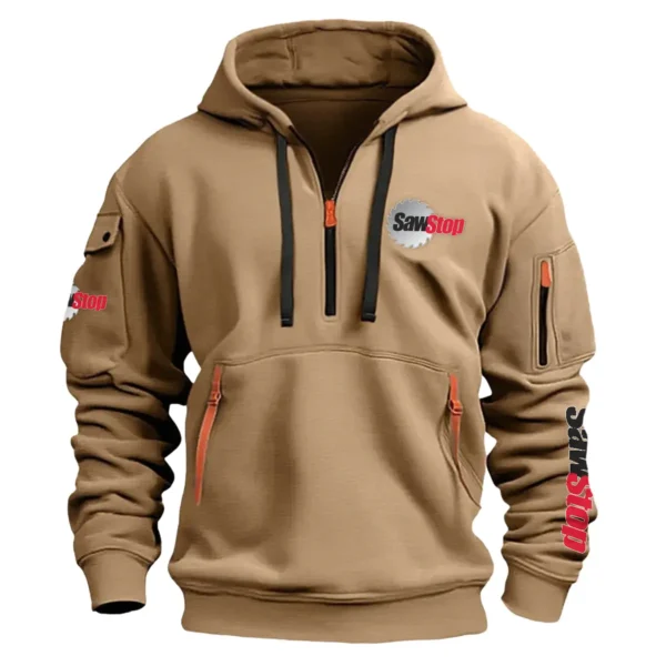 SawStop Carpenter Exclusive Logo Fashion Hoodie Half Zipper BLC110A5HHZ - Khaki