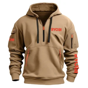 Ryobi Carpenter Exclusive Logo Fashion Hoodie Half Zipper BLC110A10HHZ - Khaki