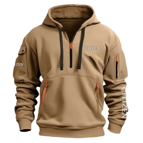 Citizen Carpenter Exclusive Logo Fashion Hoodie Half Zipper BLC110A18HHZ - Khaki