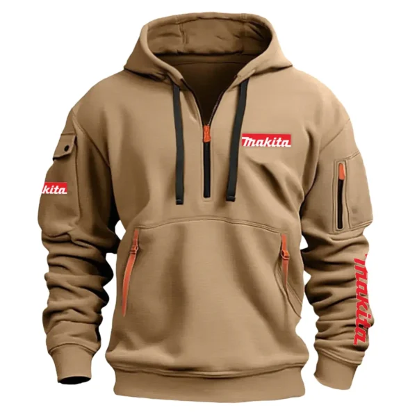 Makita Carpenter Exclusive Logo Fashion Hoodie Half Zipper BLC110A34HHZ - Khaki