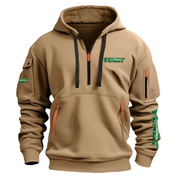 Fendt Farmer Exclusive Logo Fashion Hoodie Half Zipper BLF8424A13HHZ - Khaki