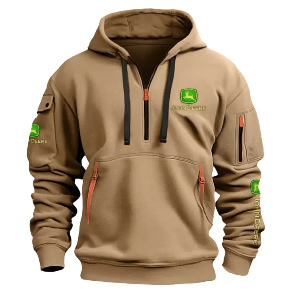 John Deere Farmer Exclusive Logo Fashion Hoodie Half Zipper BLF8424A24HHZ - Khaki