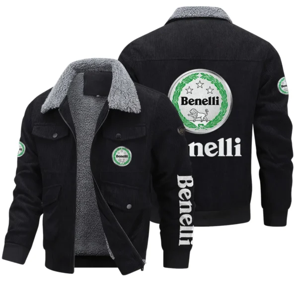 Benelli Motorcycles Exclusive LogoThickened Corduroy Jacket Motorcycles QTMT191224A5BEN - Black